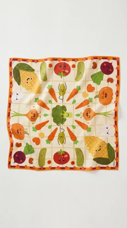 Flatlay apaszka weggies warzywka bandana dla dzieci
